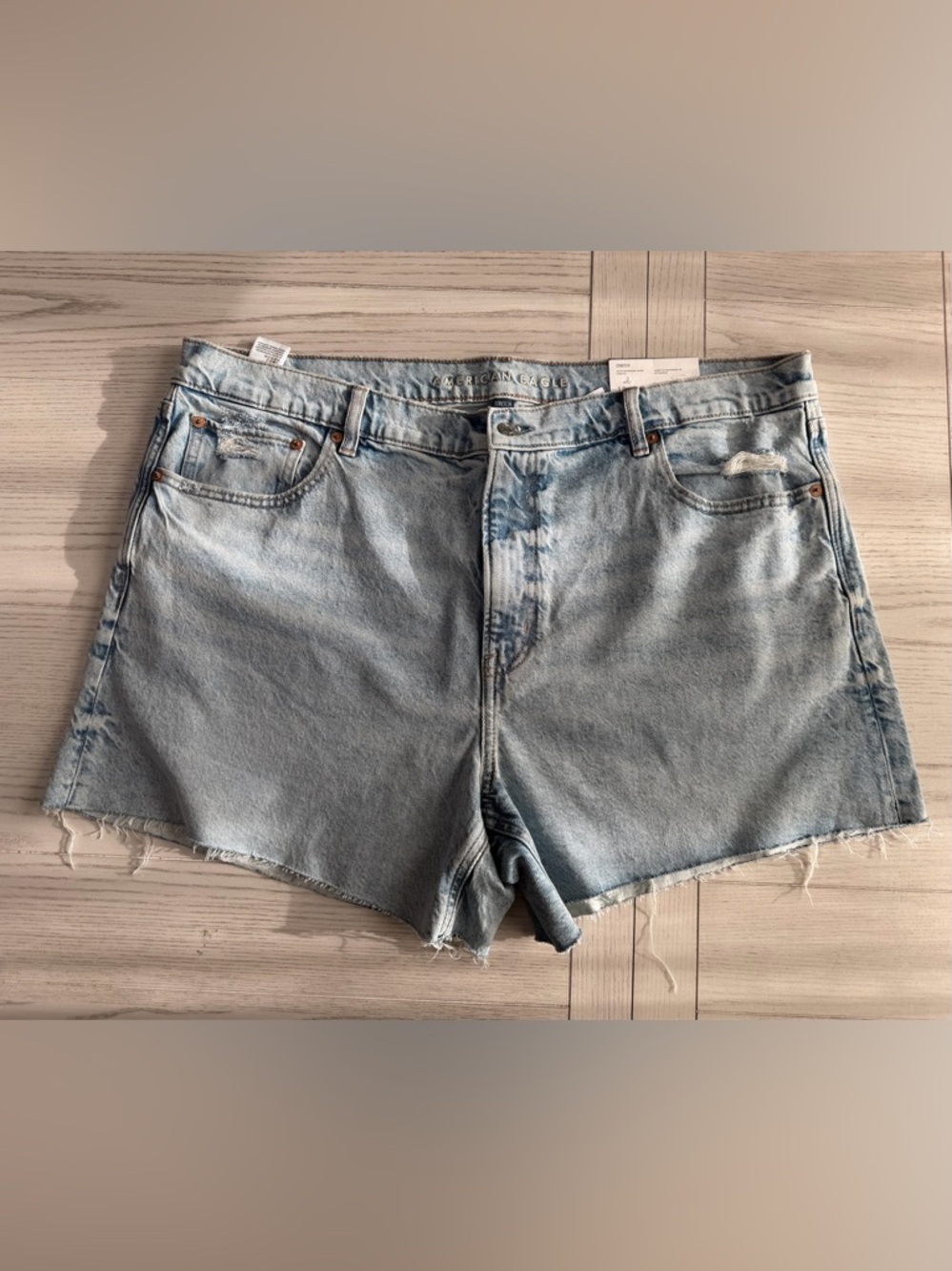 American Eagle Outfitters Light Wash High-Rise Denim Cutoff Shorts